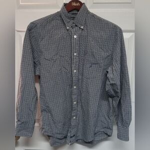 Nautica Men's Navy and White Checkered Shirt